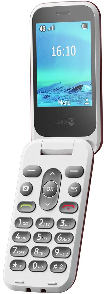 Mobile 2821 4G Rouge et Blanc avec Bouton SOS et Sonnerie Puissante