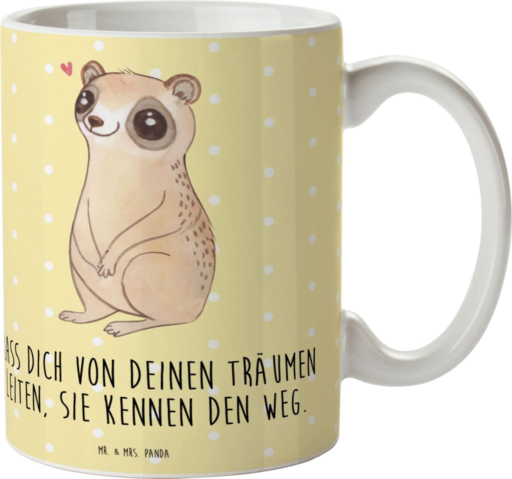 Mr. & Mrs. Panda Kaffeetasse Plumplori Glücklich - Gelb Pastell - Geschenk, Lustige Sprüche, Niedlich, Glück, Kaffeebecher, Becher, Trinkbecher,...