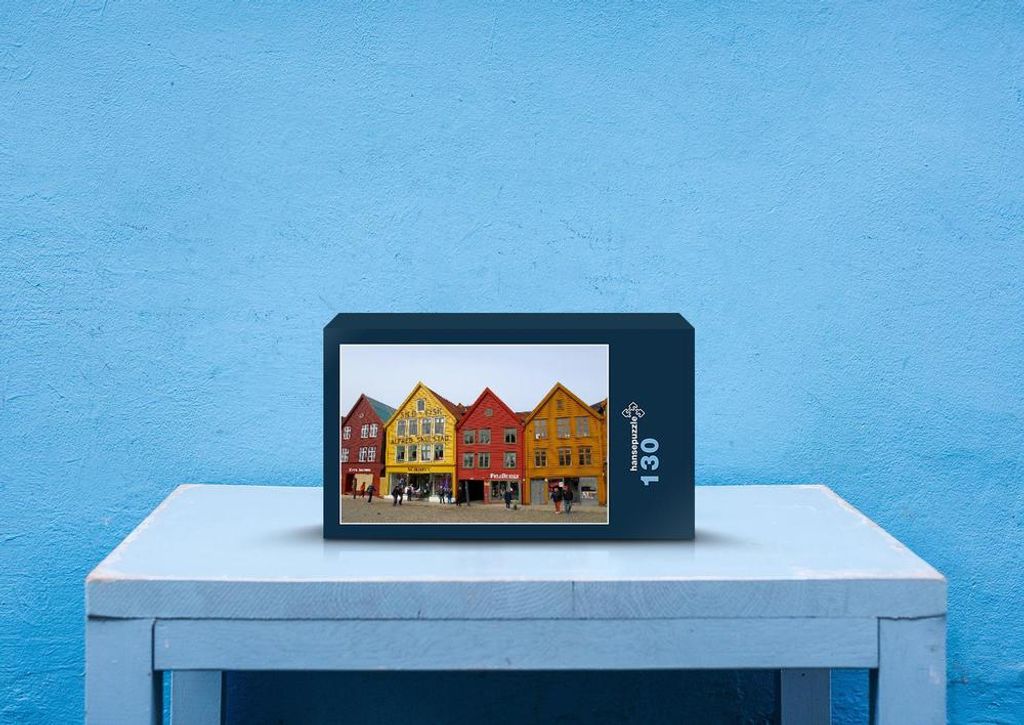 hansepuzzle 73333 - Norwegen Puzzle, 130 Teile, Orte, 28,7 x 20,0cm mit hochwertiger Aufbewahrung, Kartonbox und wiederverschließbarem Beutel