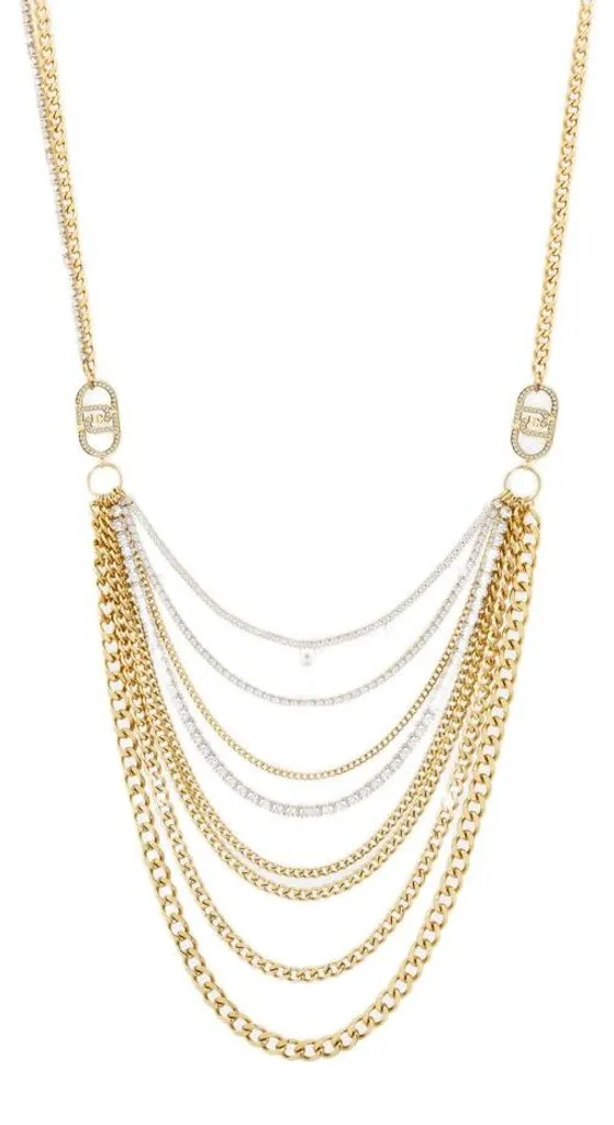Collier multi-rangs femme indispensable en mailles dorées raffinées