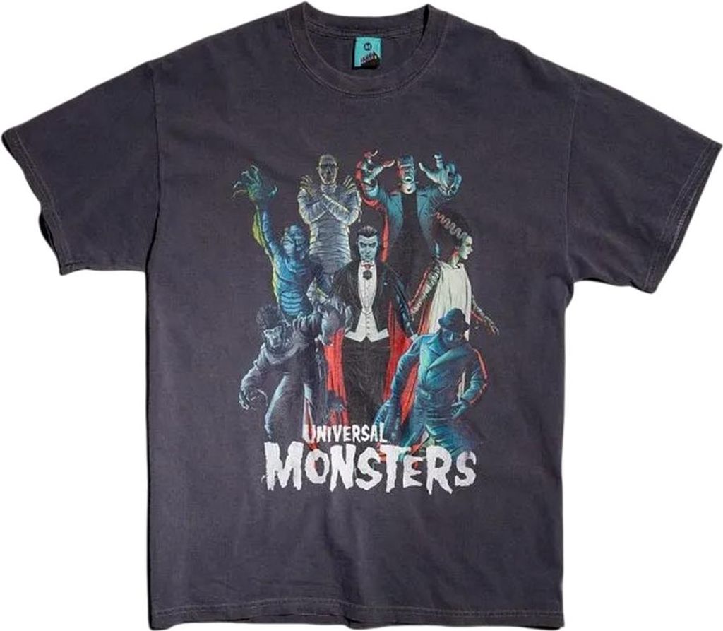 Universal Monsters - T-Shirt für Herren/Damen Uni, Vintage-Waschung TT748 (XL) (Schwarz/Holzkohle)