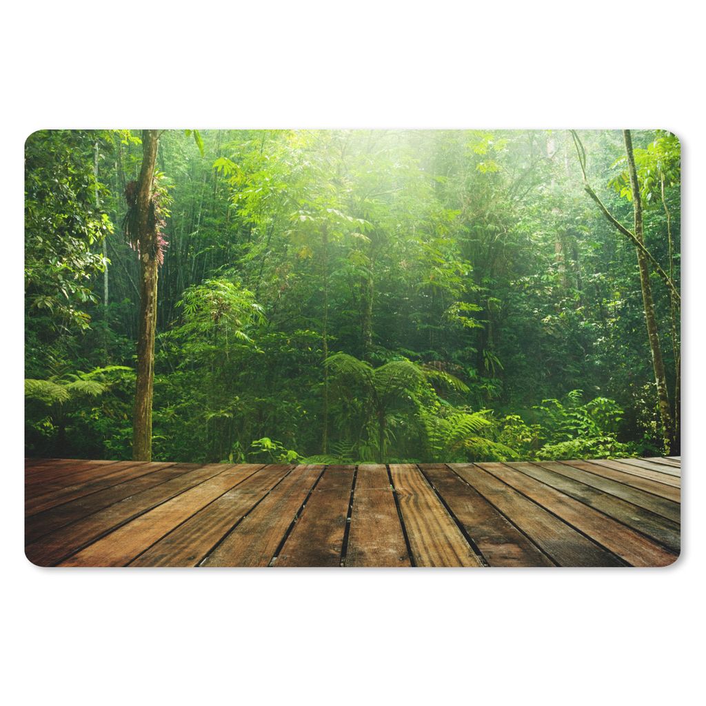 MuchoWow Schreibtischunterlage Boden - Holz - Dschungel - Jungen - Mädchen - Kinder - Kind 60x40 cm - XXL Mauspad - Großes Mauspad