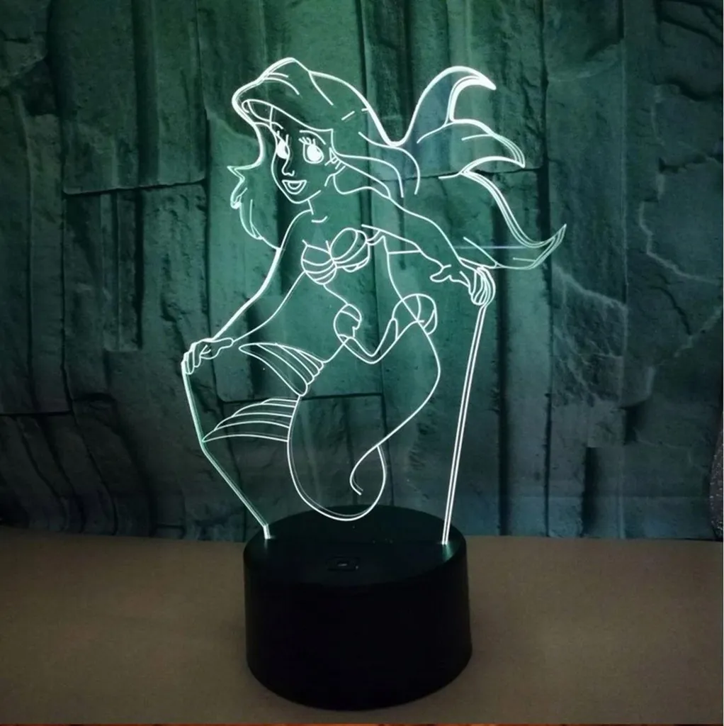 Veilleuse 3D Ariel avec télécommande - Lampe LED multicolore charge USB