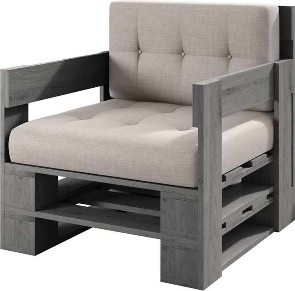 Lermowood Palettenmöbel Mp Sessel 80 x 80 x 40 cm Grau | Europaletten Indoor und Outdoor Lounge Gartenmöbel Holz Gartenmöbel Set Lounge Möbel T...