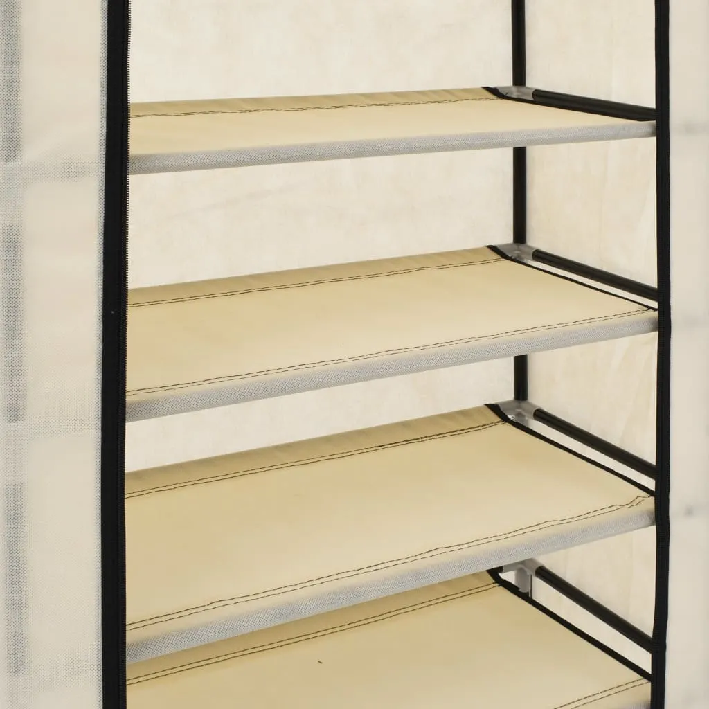 Étagère à chaussures avec housse de protection blanc crème compacte - 7