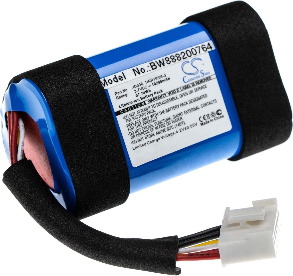 vhbw Akku Ersatz für JBL SUN-INTE-118, 1INR19/66-3, ID998, IY1068, IAA011NA für Lautsprecher Boxen Speaker (10200 mAh, 3,7 V, Li-Ion)