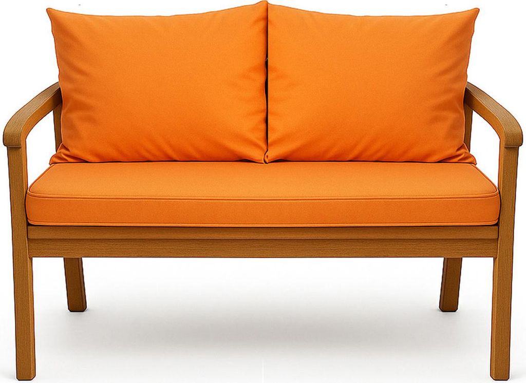 Gartenkissen Set orange – 130x60 + 2x50x56 cm – Für Gartensofa – Weiche Auflagen für Rattan/Polyrattan – Abnehmbare Bezüge