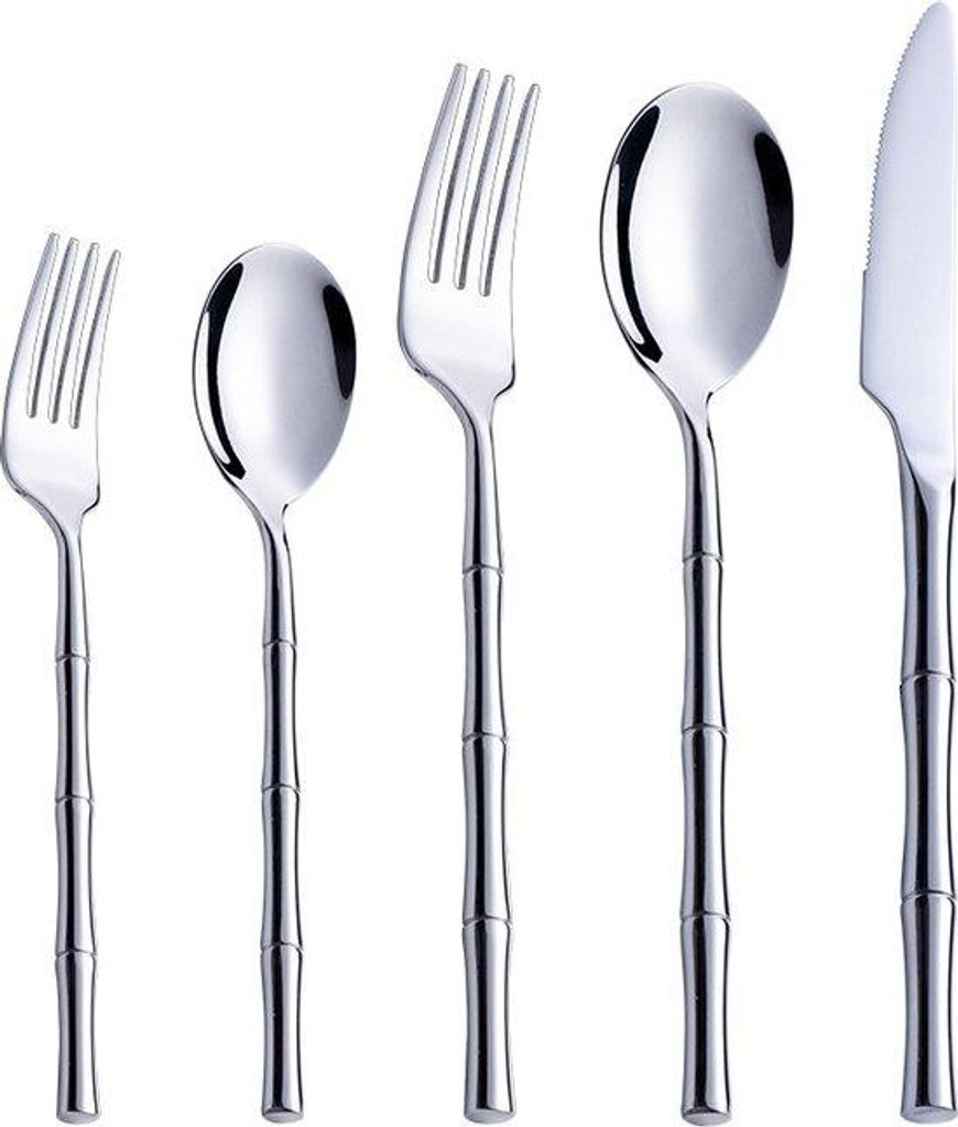 Roestvrijstahl, 5-teiliges Besteckset, Silber, Besteckset für den Tisch