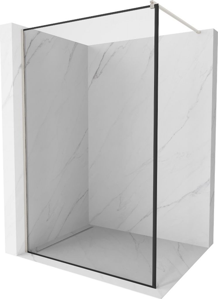 Mexen Kioto Walk-in-Dusche 110 x 200 cm, schwarzes Muster 8 mm, gebürstetes Nickel - 800-110-101-97-70