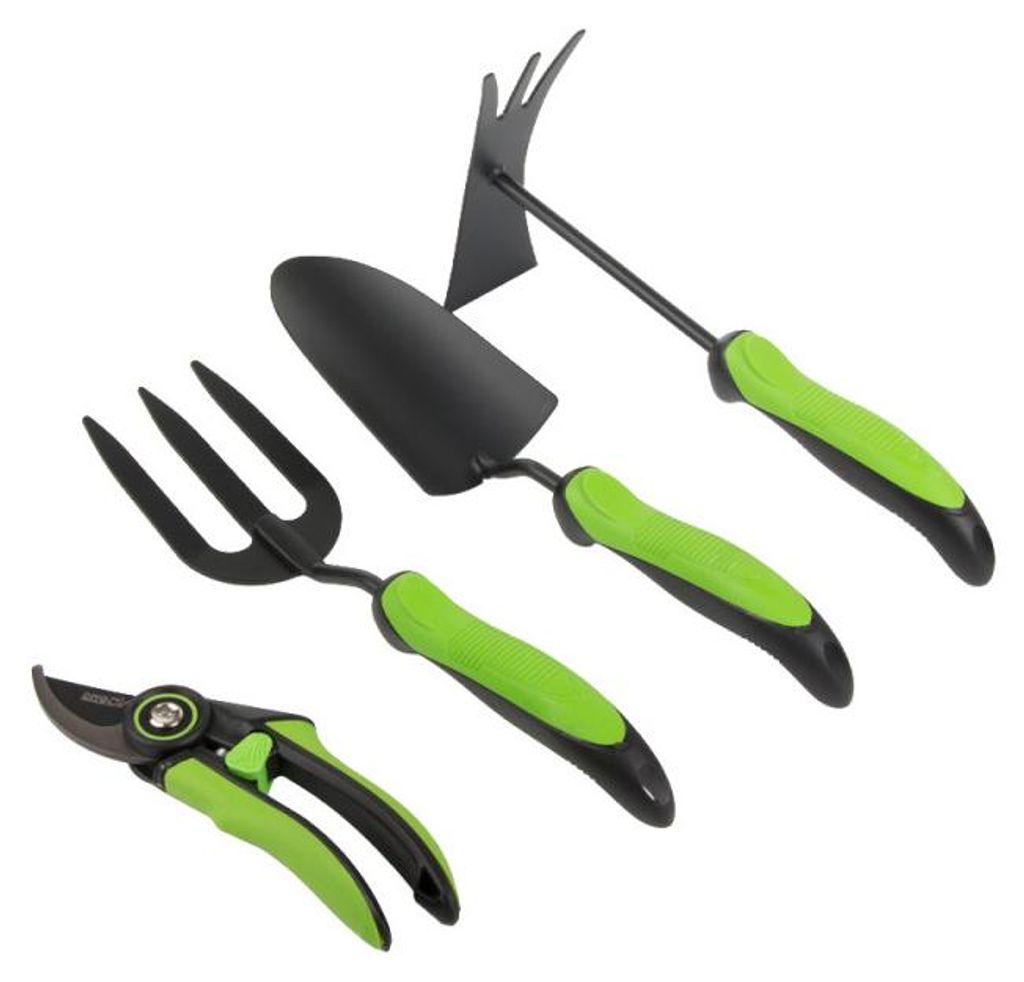 Verk 27922 Gartengeräte-Set – Gartenschere, Schaufel, Heugabel, Hacke, 4-teilig