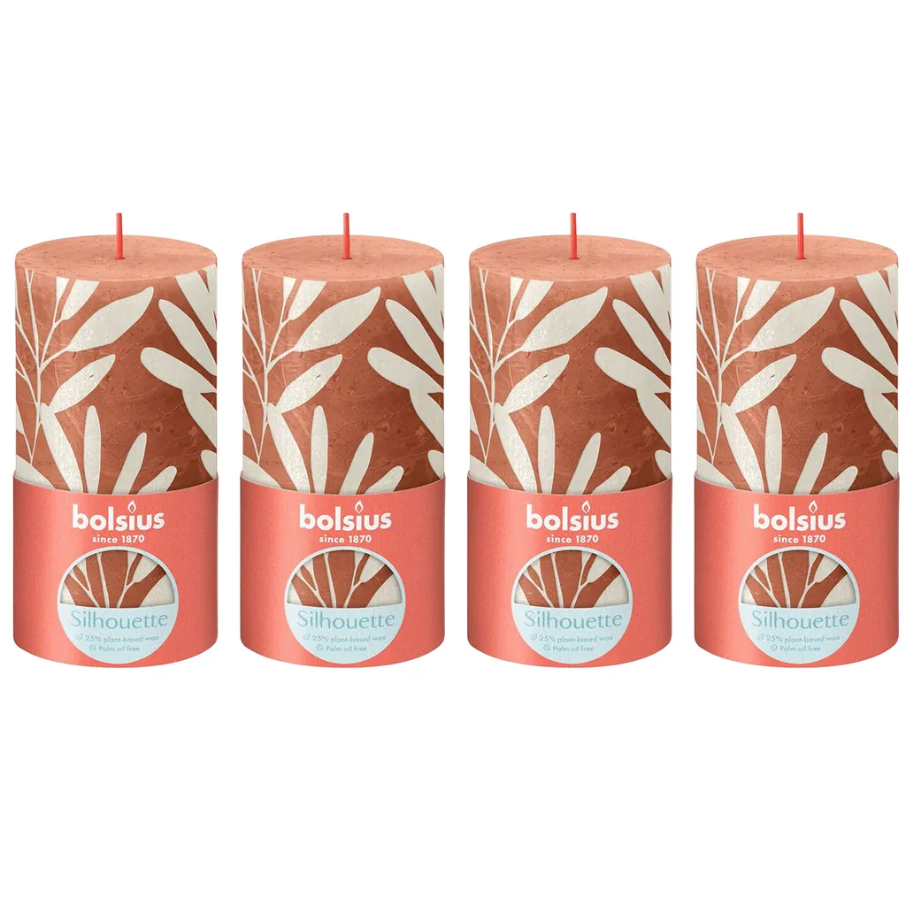 Set 4 Candele Design 13cm - Rosa Ruggine e Salvia - Stile Scandinavo