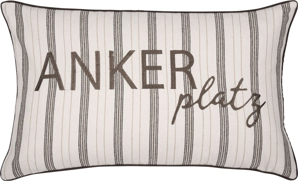 pad Kissenhülle Cote Beige 35 × 60 cm Baumwolle grob gewebt, mit Stickerei