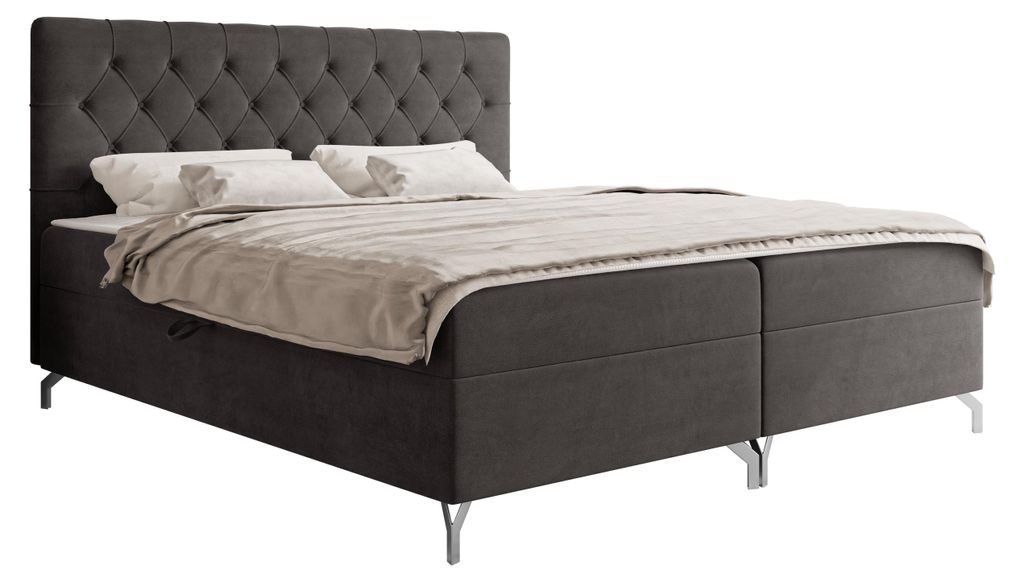MIRJAN24 Boxspringbett mit zwei Bettkästen Guliette, Schlafzimmer, Dopellbett mit Topper (Farbe: Fresh 38, Größe: 200x200 cm)