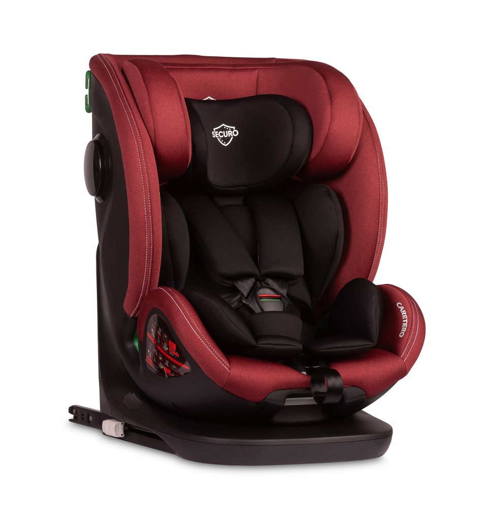 CARETERO Securo, Reboarder 360 Drehbar Isofix, 2in1 Kindersitz Auto, Burgunderrot