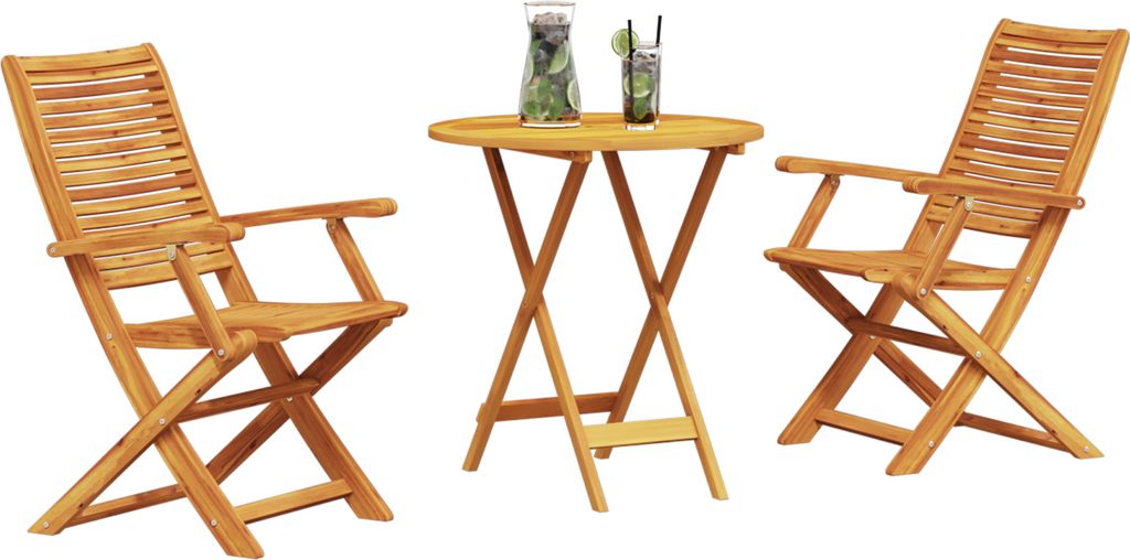 Eleganten-Stil 3- tlg. Bistro- Set Klappbar Massivholz Akazie - Gartentische DE91921