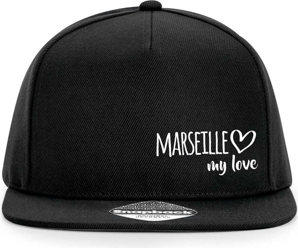 Huuraa Cappy Mütze Marseille my love Black Polyester Snapback Kappe Geschenkidee