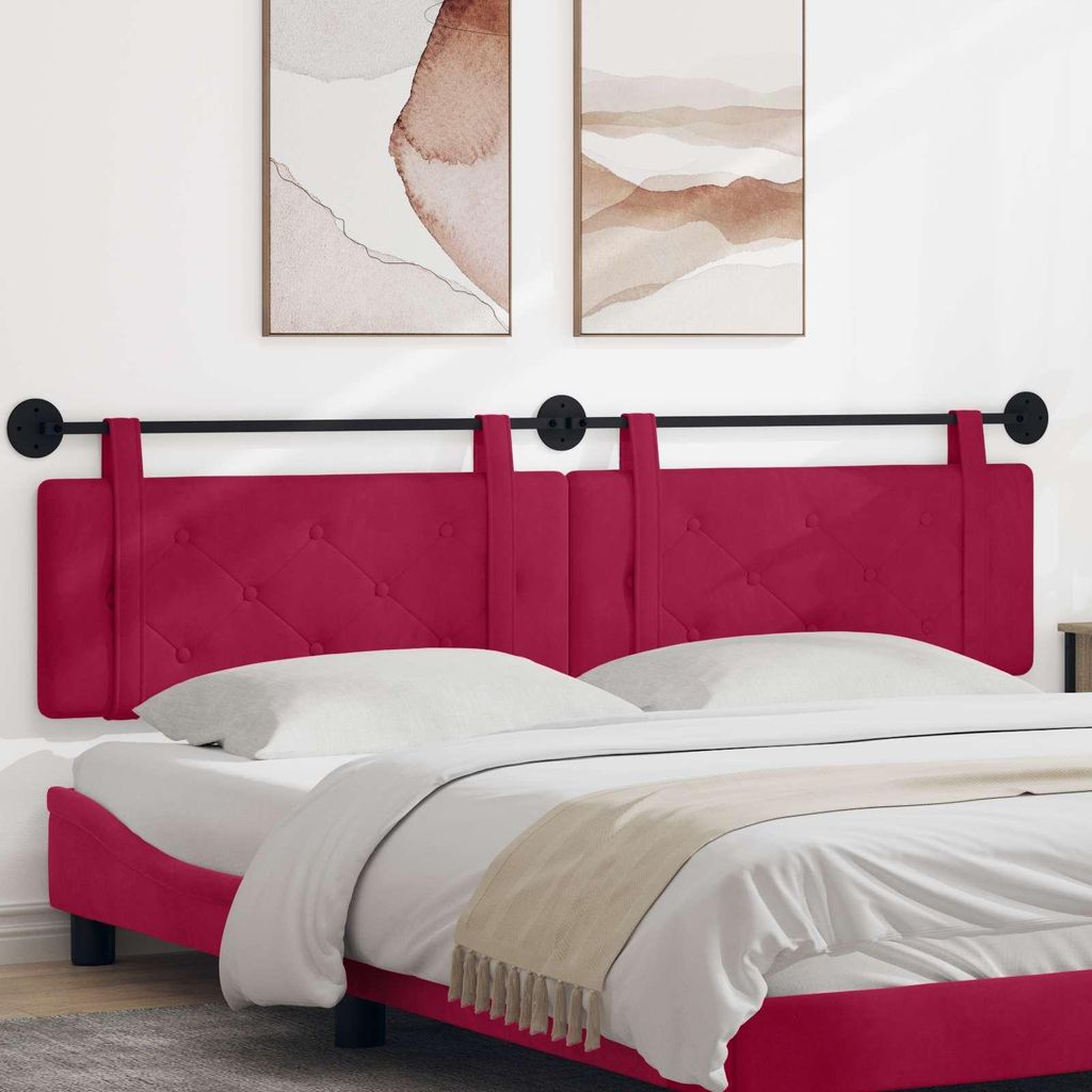"im Sonderangebot"Hängevorderseite Wandmontiert 1 PC eleganten Look - CLORIS - für Schlafzimmer - Weinrot 210x55x5 cm Samt - Kopfteile Promotion6...