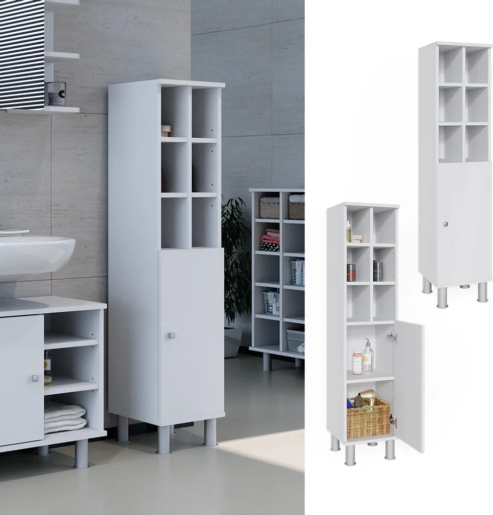 Mobile Colonna Bagno 130 cm Vicco Fynn Bianco | Montaggio Rapido