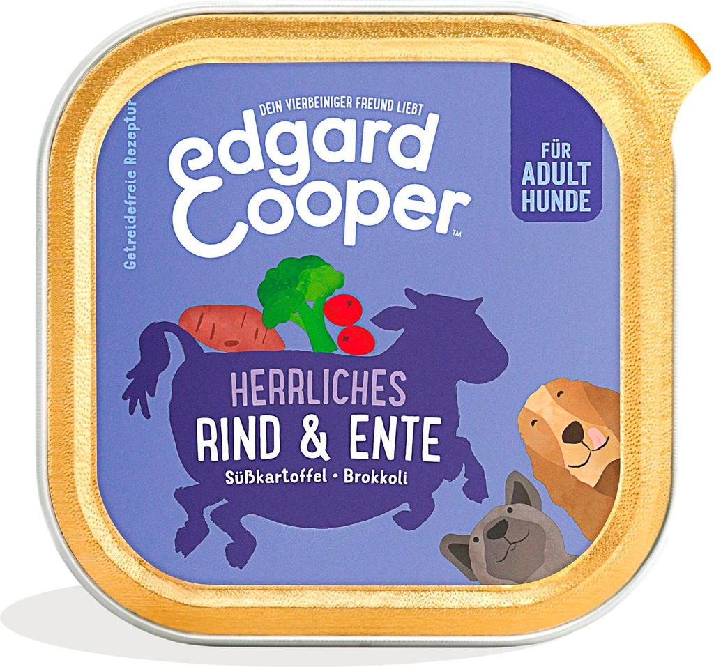 Edgard & Cooper Hund Nassfutter Schale Rind & Ente mit Süßkartoffel 11 x 150g