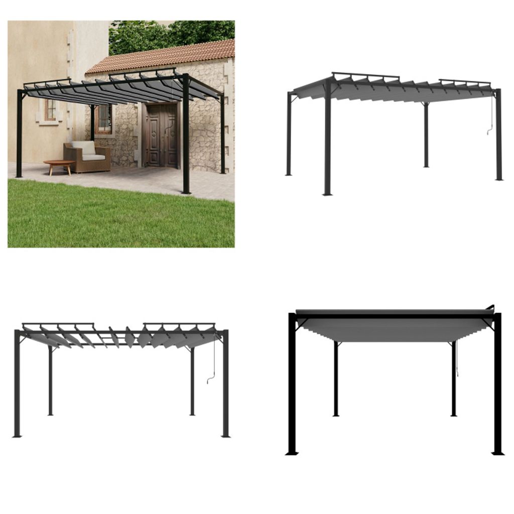 vidaXL Pavillon mit Lamellendach 3x4 m Anthrazit Stoff und Aluminium - Gartenpavillon - Gartenpavillons - Pavillon - Pavillons