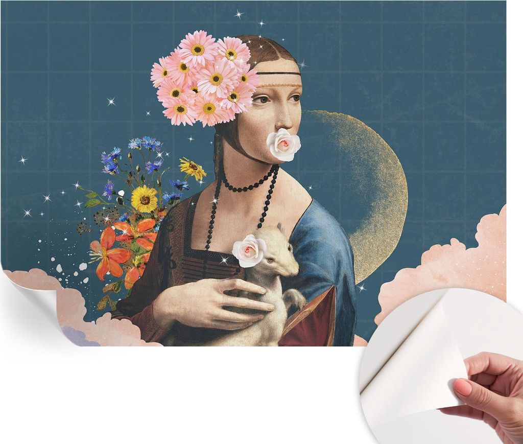 Selbstklebende Wandtapete - Dekorative Tapete für Wohnzimmer - Klebefolie für Wandbilder - Tapetenfolie für Wanddekoration - 152x104 cm - Floral...