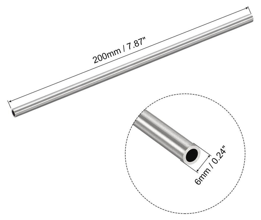 200mm L?nge Edelstahlrohr 6mm Au?endurchmesser, Nahtlose Gerade Rohr 1mm Wandst?rke, 304 Edelstahl Rundrohr fš¹r Industrie Bauwesen Garten Hausha...