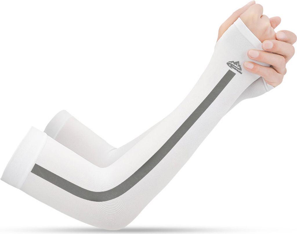 Outdoor Armstulpen UV-Sonnenschutz-behandschuhte Kuehlhuelsen zum Wandern Radfahren Klettern Angeln Fahren Sport Reisen Weiss