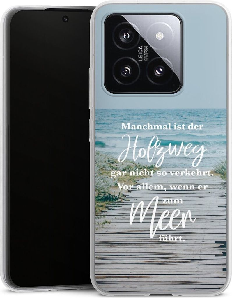 DeinDesign Handyhülle für Xiaomi 14 Silikon Hülle Case Smartphone Schutzhülle Statement Strand Spruch