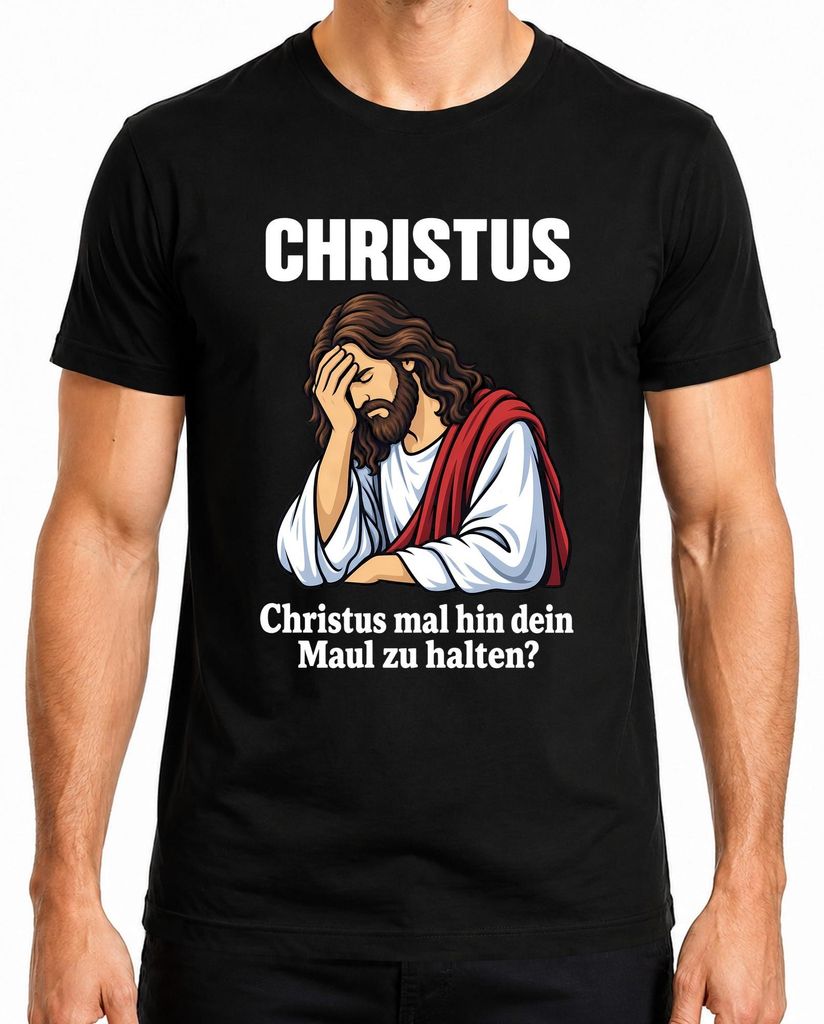 Tričko s nápisom "Christus Mal Hin Maul Halten Jesus Obrázok produktu 