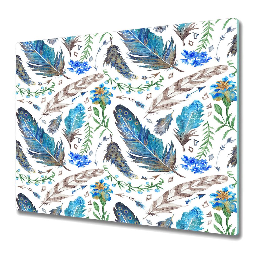 Küche Schneidebrett - Glas Schneidebrett - Herd Abdeckung -Boho Aquarell