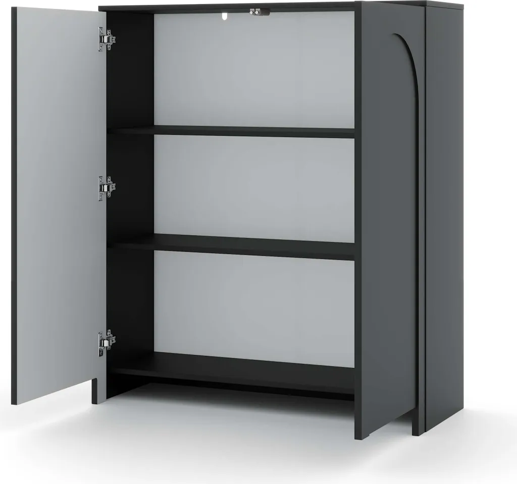 Meuble Rangement Noir 100cm pour Salon et Entrée - Sideboard Arco Chic - 2