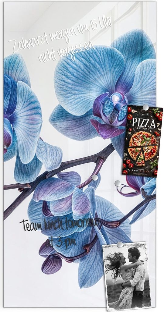 Magnettafel 50x100cm Pinnwand Whiteboard beschreibbar - Blaue Orchideen Blüte