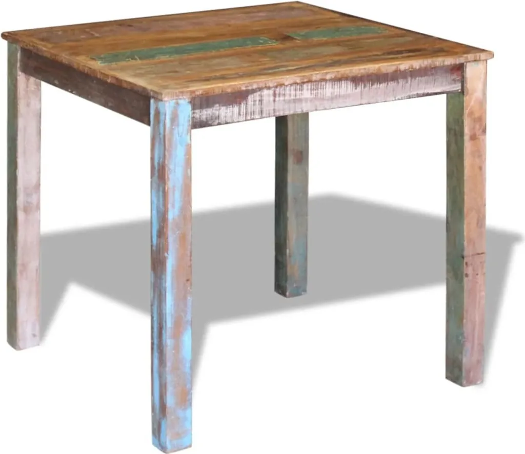 Table en vieux bois massif recyclé 80 cm finition artisanale