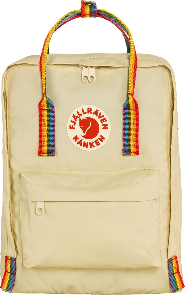 FJÄLLRÄVEN Kanken Rainbow Rucksack Light Oak-Rainbow Pattern_delete