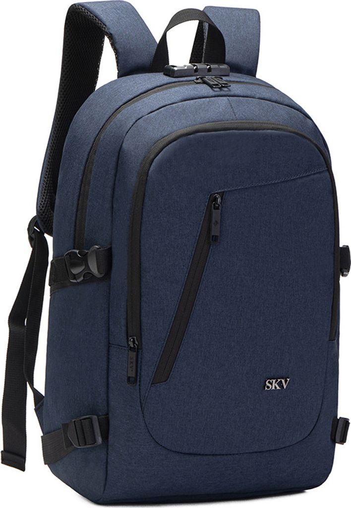 Große Kapazität Rucksack für Männer Frauen Student Schul Männlich Business Reise Rucksack Jugendliche USB Lade Laptop Rucksack, blau