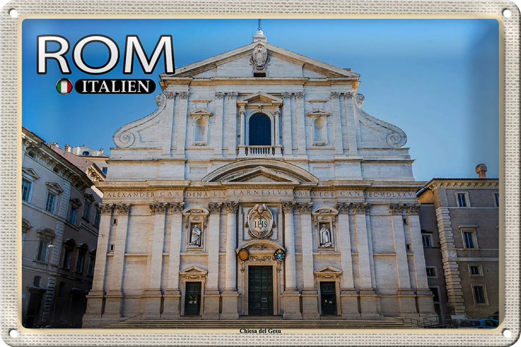Blechschild Reise Rom Italien Chiesa del Gesu 30x20cm