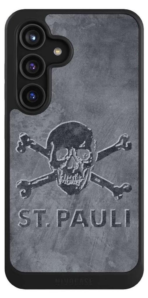 NIVOCASE Hülle für Samsung Galaxy S24 Handyhülle NIVOcore Case Schwarz Beton FC St. Pauli Logo
