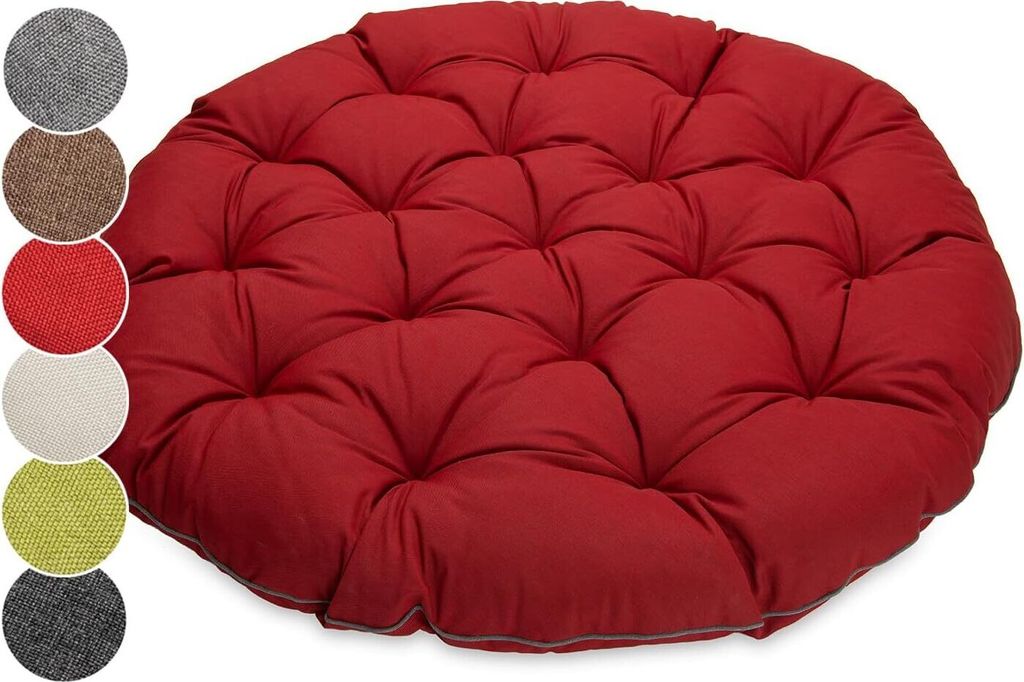 sunnypillow Polster für Papasansessel | rund Durchmesser 120 cm Dicke 15cm | UV - beständig wasserdicht Outdoor/Indoor | Rot