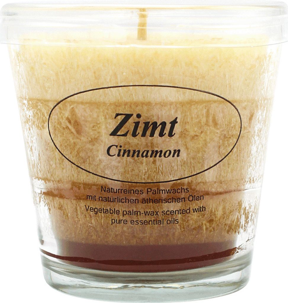 Duftkerze im Glas, 100% pflanzliches Stearin, Zimt, Produktbild 