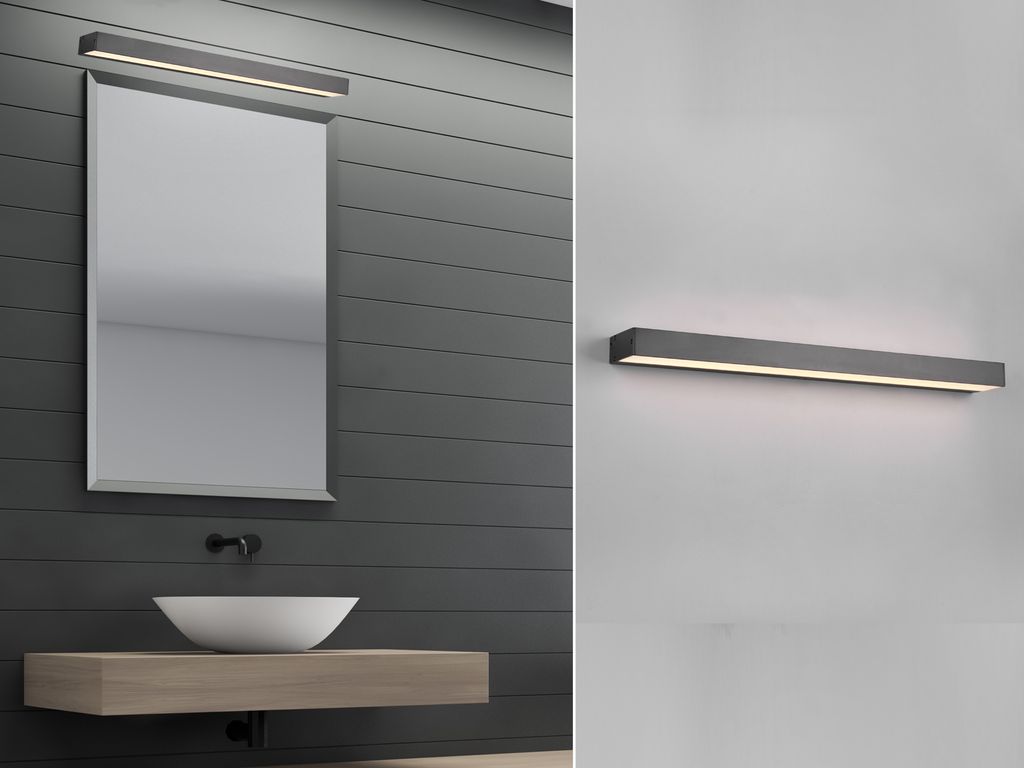 Trio LED Wandlampe Bad ROCCO Schwarz 60cm