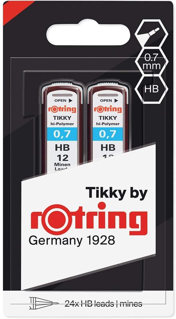 rotring Druckbleistift Minen Tikky 0,7 mm Härtegrad: HB 2 Dosen à 12 Minen