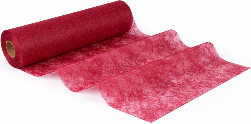 25m Vlies Stoff Rolle 70cm breit – Edler Tischläufer & Dekostoff für Hochzeit – Hochwertiges Tischvlies am Stück bordeaux