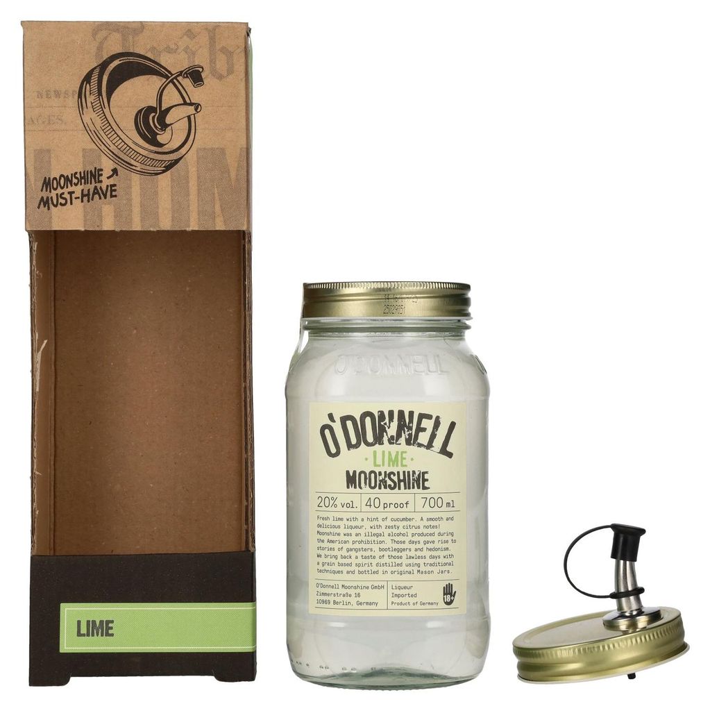 O'Donnell Moonshine LIME Likör 20% Vol. 0,7l in Geschenkbox Produktbild 