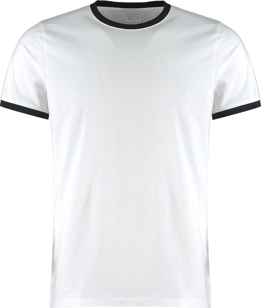 Kustom Kit - "Ringer" T-Shirt für Herren BC4781 (L) (Weiß/Schwarz)