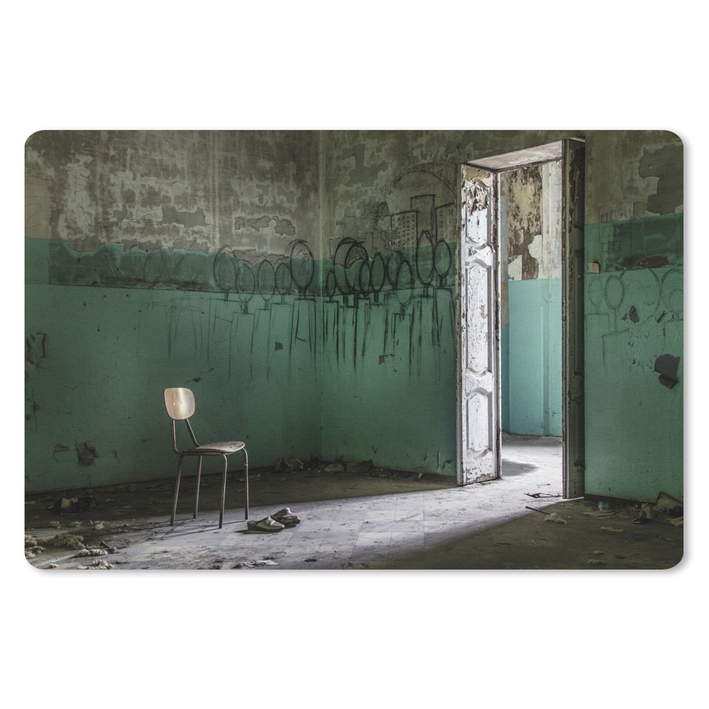 MuchoWow Mauspad Mousepad Stuhl - Stein - Tür - Architektur 27x18 cm - Mousepads - Maus Mat - Pad - Mausunterlage - Büroartikel - Desk Matten