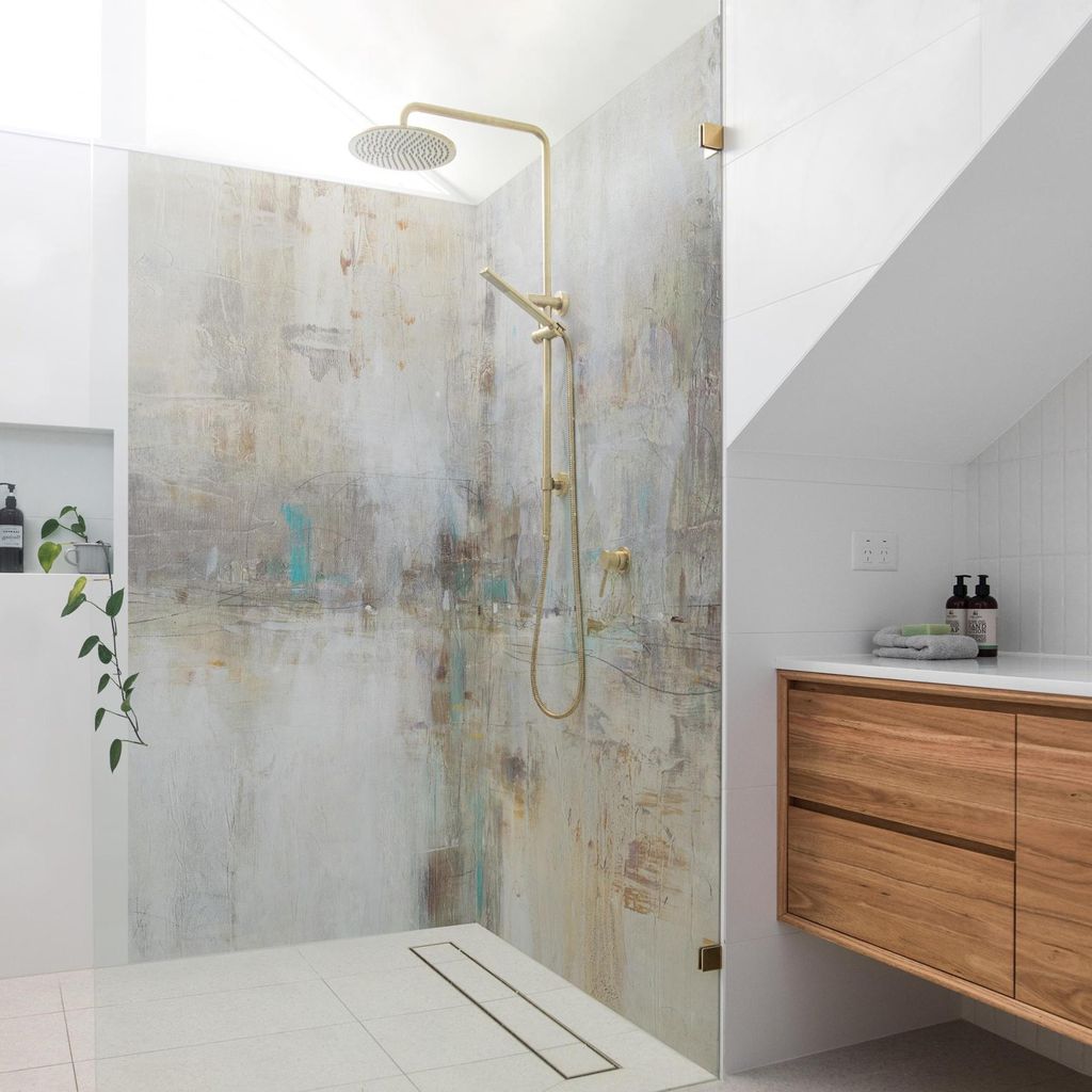 Duschrückwand originell selbstklebend - 0.35 mm Wandpaneel wasserfest Design grau Abstrakt Badrückwand fugenlos Smart matt 80x190 cm