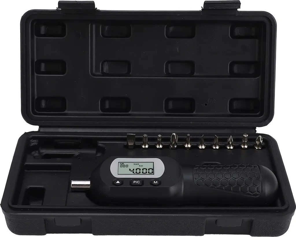 Tournevis dynamométrique numérique 1/4" 0,2-2 Nm avec écran LCD et 10 embouts