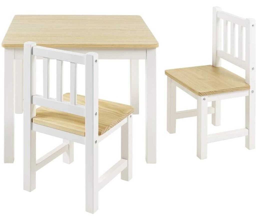 Bomi Amy Kindertafel met 2 Stoeltjes HoutNaturel Wit - Productafbeelding 