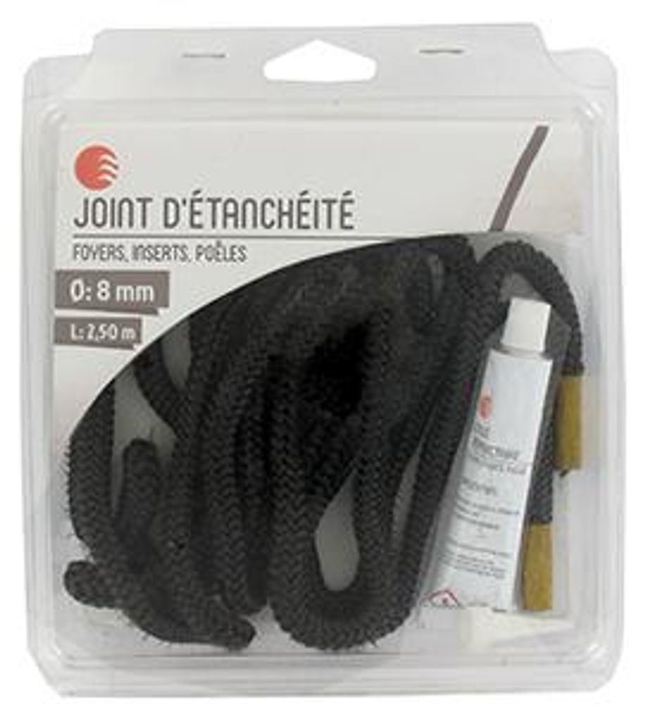 Dichtungsdichtung für Kamineinsätze, Einlagen und Öfen (ohne Asbest) Ø: 8 mm, Länge 2,50 m.