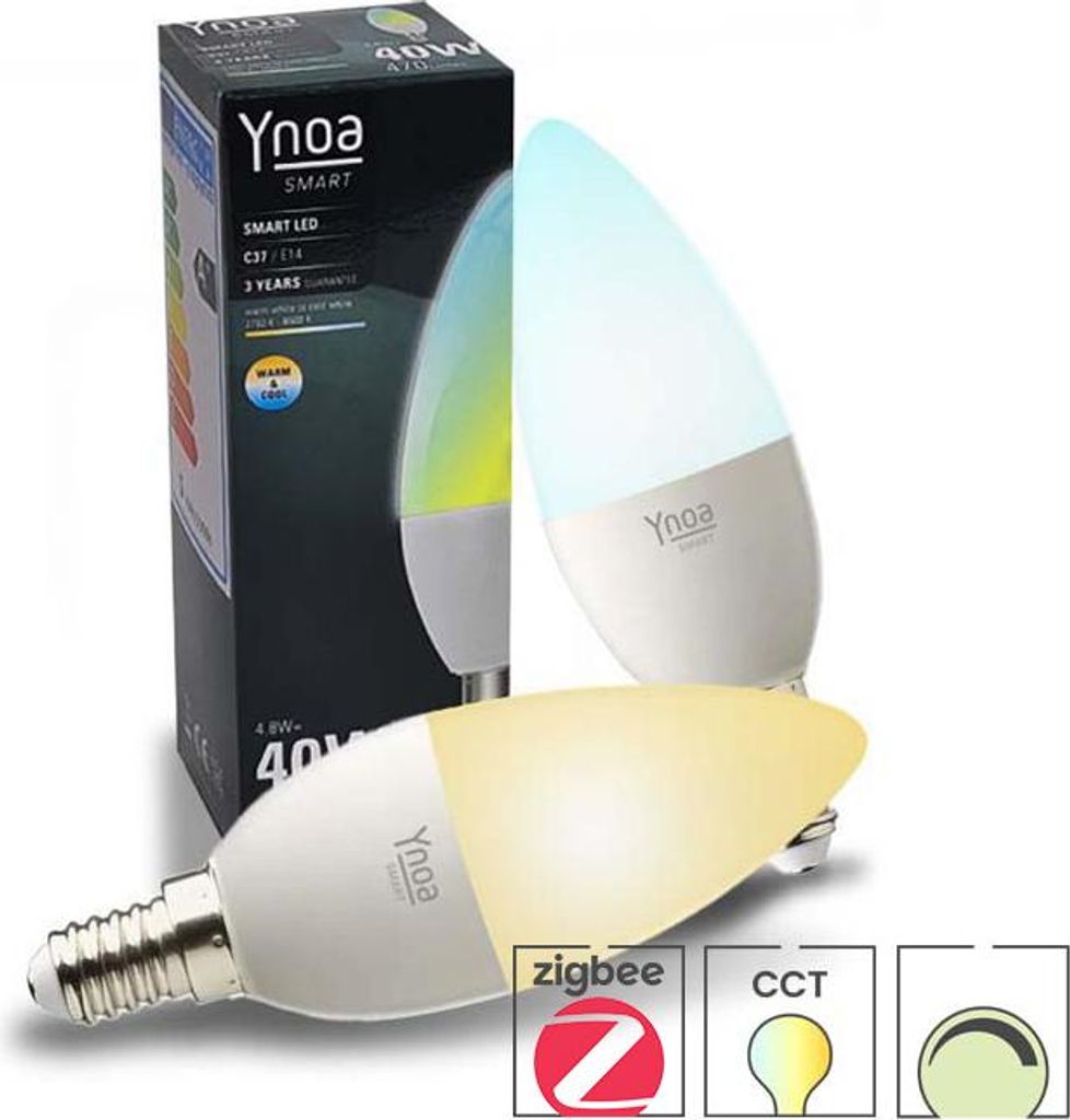 2er-Set Ynoa intelligente Glühbirnen | Weiße Töne CCT | E14 LED-Kerzenlampe | Zigbee 3.0 | Dimmbar